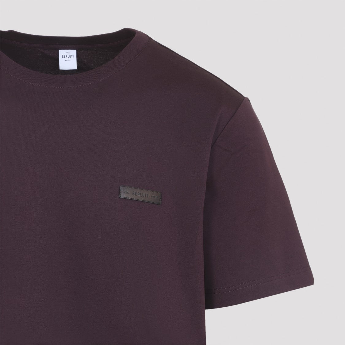 Berluti Purple Cotton Jersey T-Shirt With Embossed Leather Detail