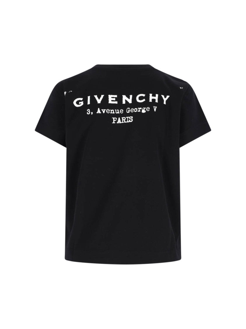 Givenchy Black Cotton T-Shirt With Contrasting Logo Prints