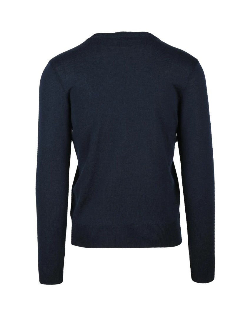 Paul & Shark Crew Neck Sweater In Deep Navy With Embroidered Logo