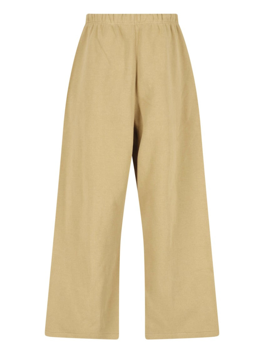 Fear Of God Essentials Beige Wide-Leg Cropped Tonal Embroidered Trousers