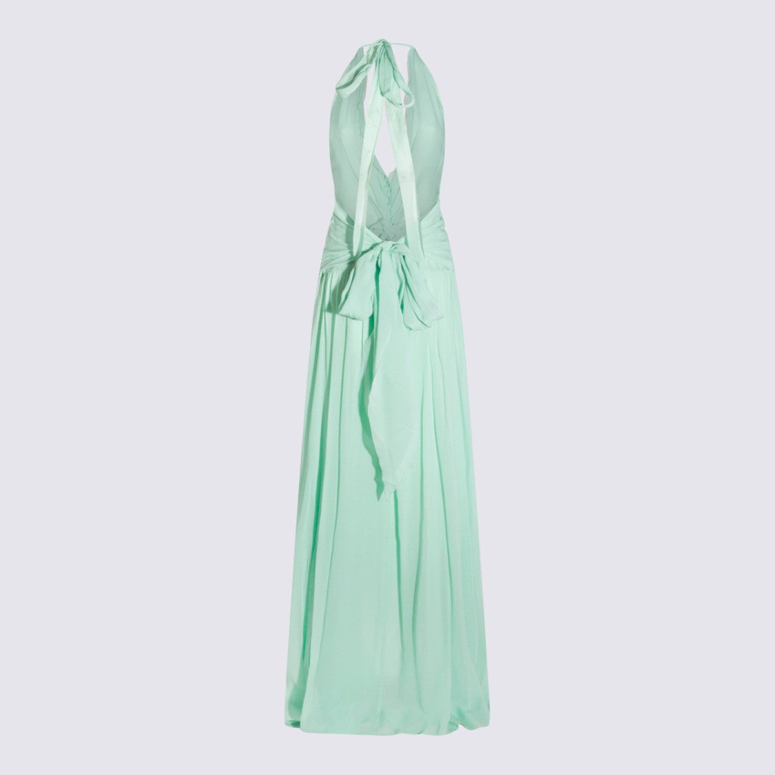 Blumarine Light Green Viscose Maxi Dress With Draped Details