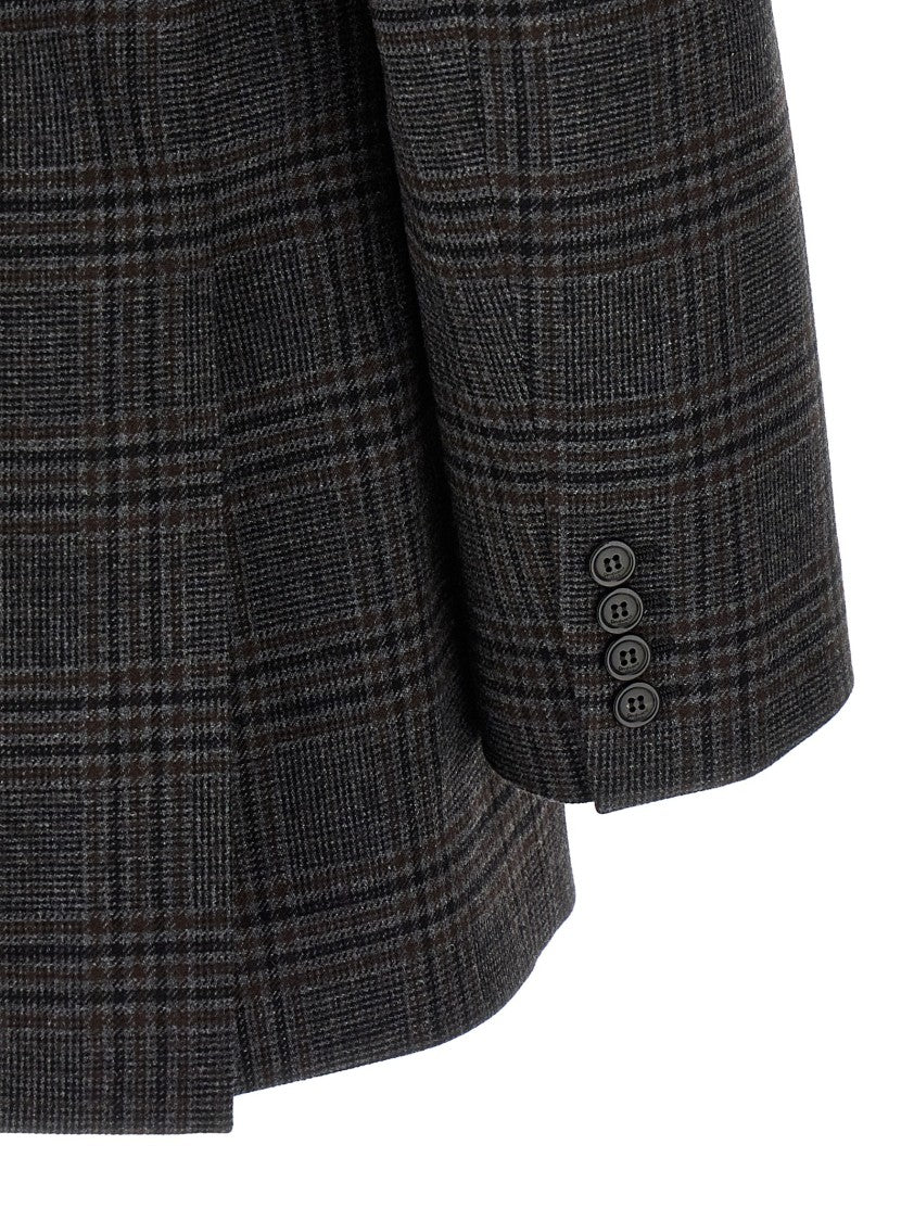 Saint Laurent Check-Knit Wool Jacquard Double-Breasted Blazer