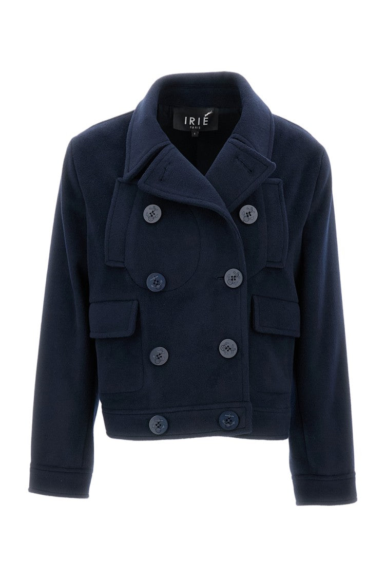 Irie' Structured Blue Jacket With Front Zipper Closure