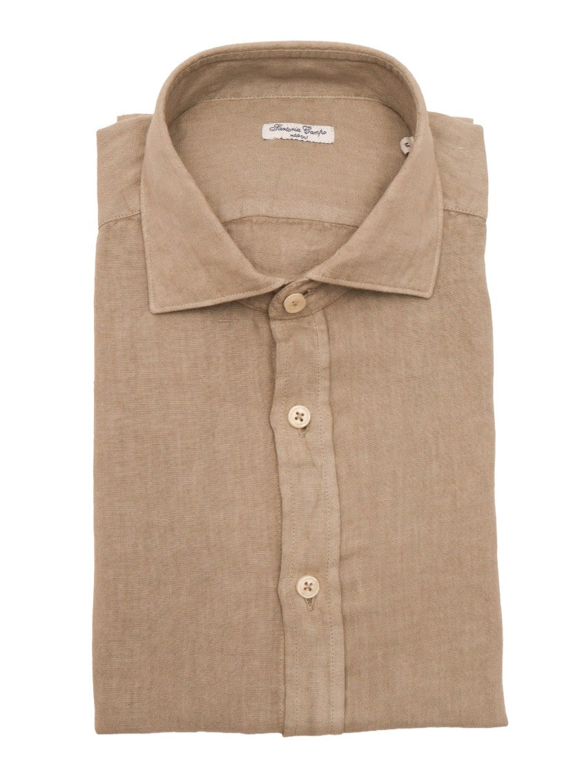 Sartoria Del Campo-Sonrisa Beige Button Up Casual Shirt