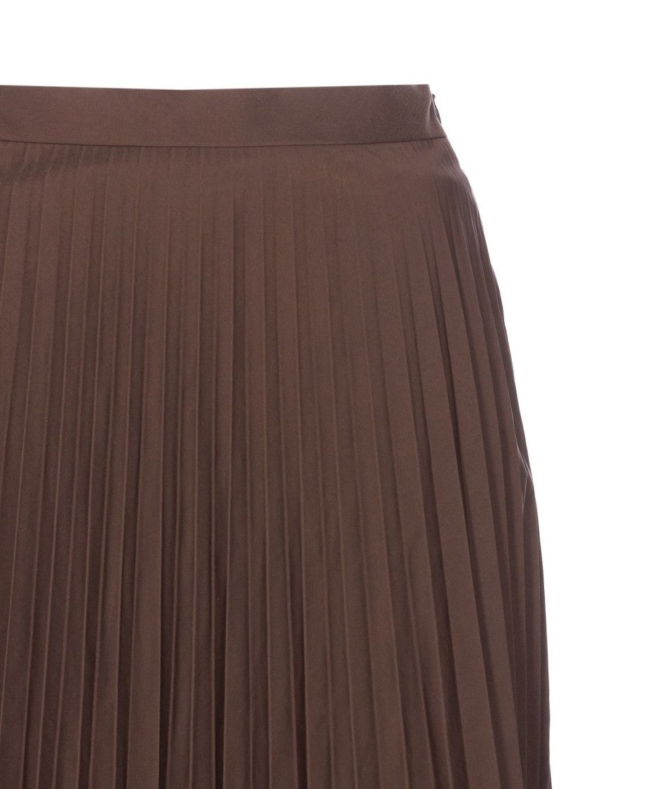 Mm6 By Maison Margiela Pleated Midi Skirt – Brown