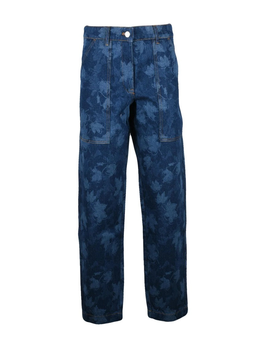Maison Kitsuné Blue Cotton Floral Jeans