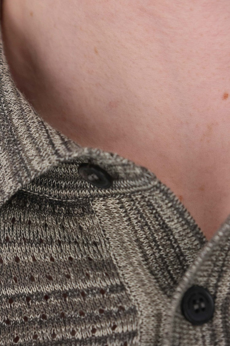 Roberto Collina Micro-Perforated Striped Cotton Polo Shirt