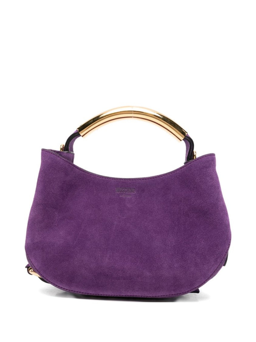 Moschino Violet Suede Curved Base Top Bag