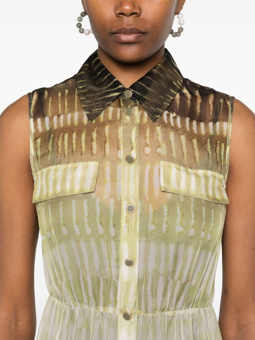 Liu Jo Light Green Tiered Maxi Dress