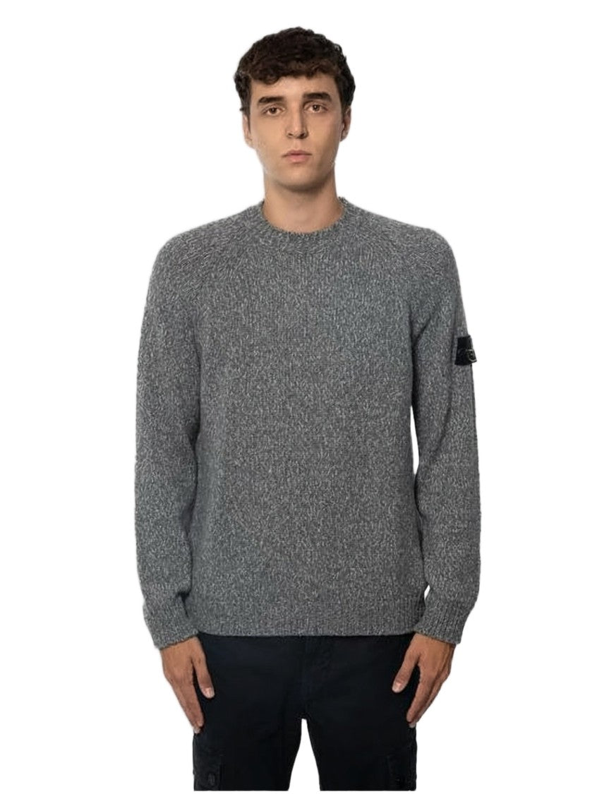 Stone Island Textured Knit Sweater With Distinctive Patch Logo