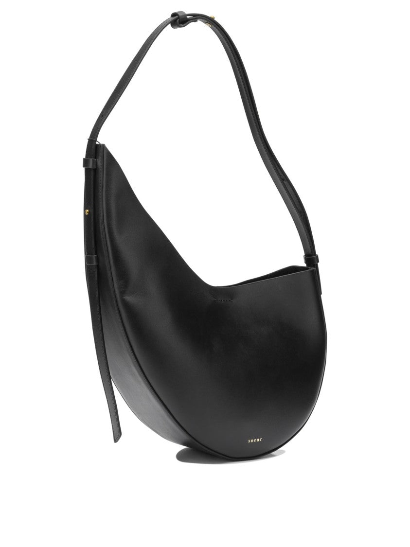 Soeur Crescent-Shaped Leather Shoulder Bag With Gold-Tone Accents