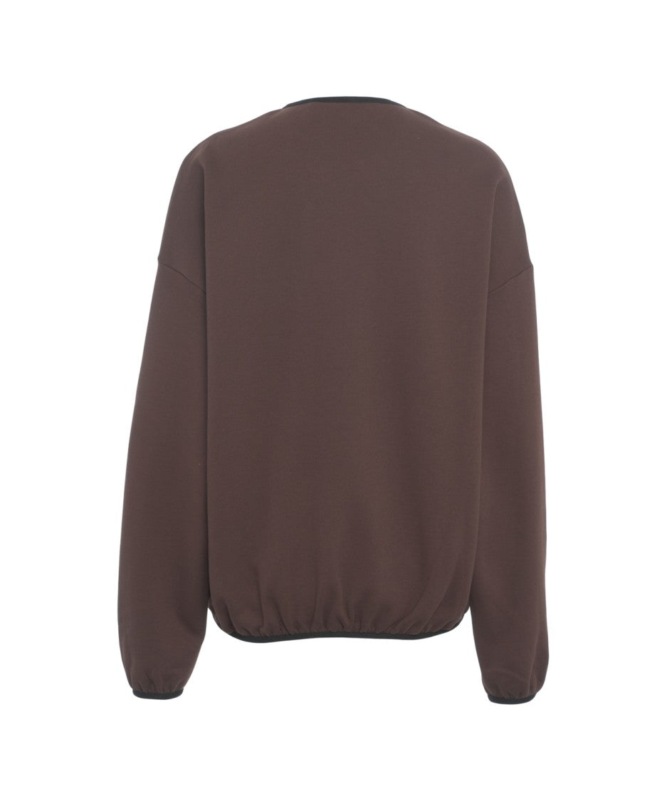 Department Five Brown Oversized Sweatshirt With Classic Round Neckline And Elastic Cuffs