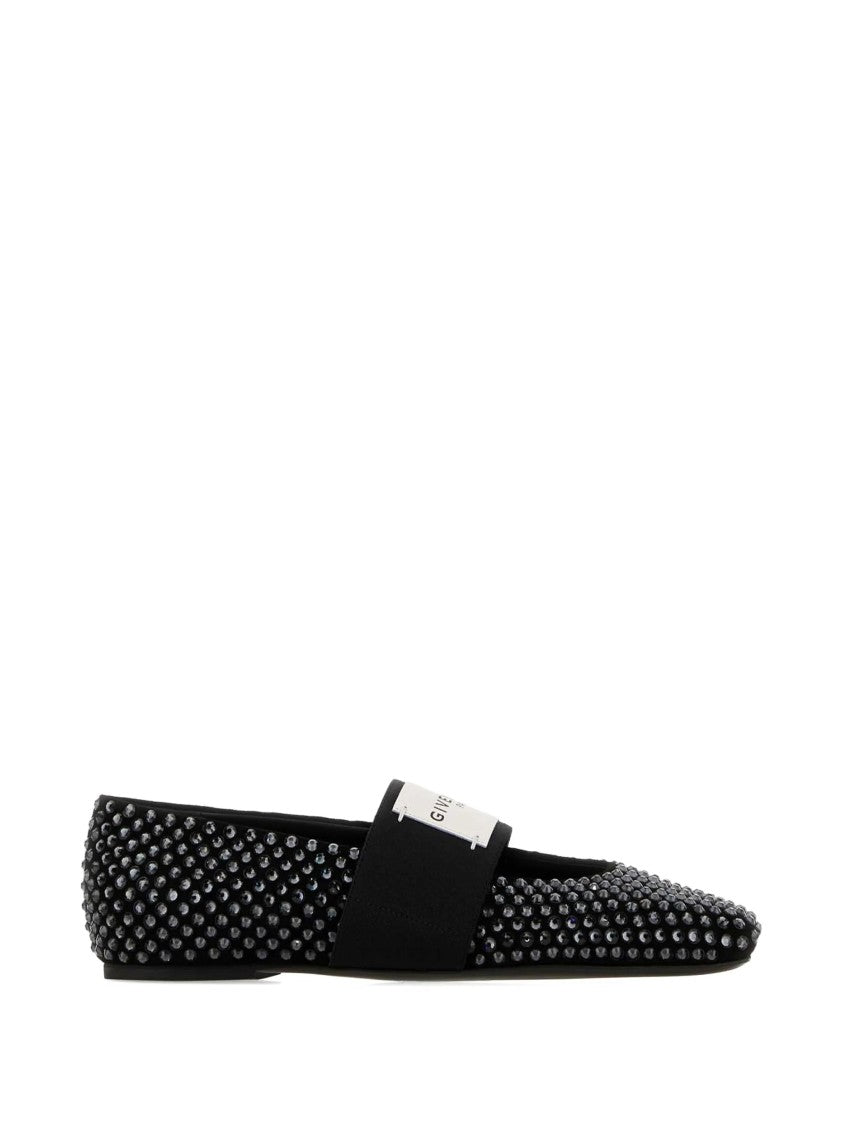 Givenchy Ballerina Pointed-Toe Black Studded Flat Shoes