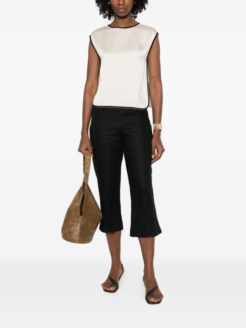 Forte Forte Boxy Cropped Sleeveless Top With Contrasting Piping