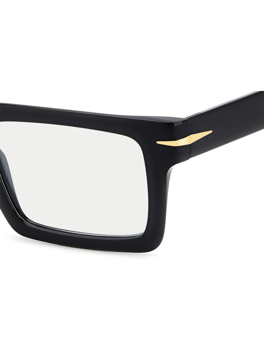 David Beckham Bold Rectangular Acetate Optical Frames With Gold Accents