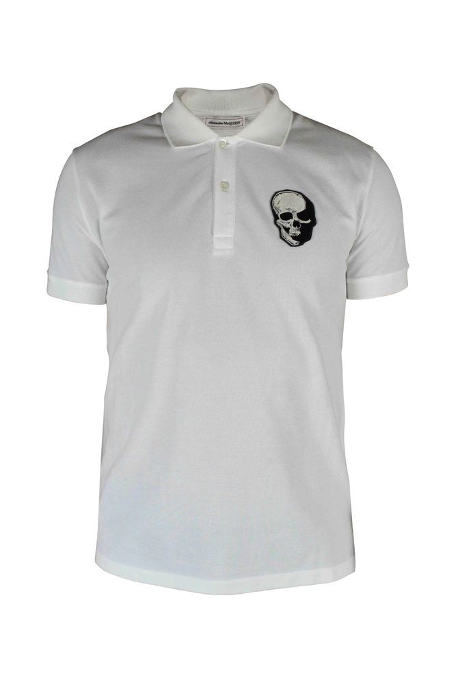 Alexander Mcqueen Classic White Polo Shirt With Skull Patch