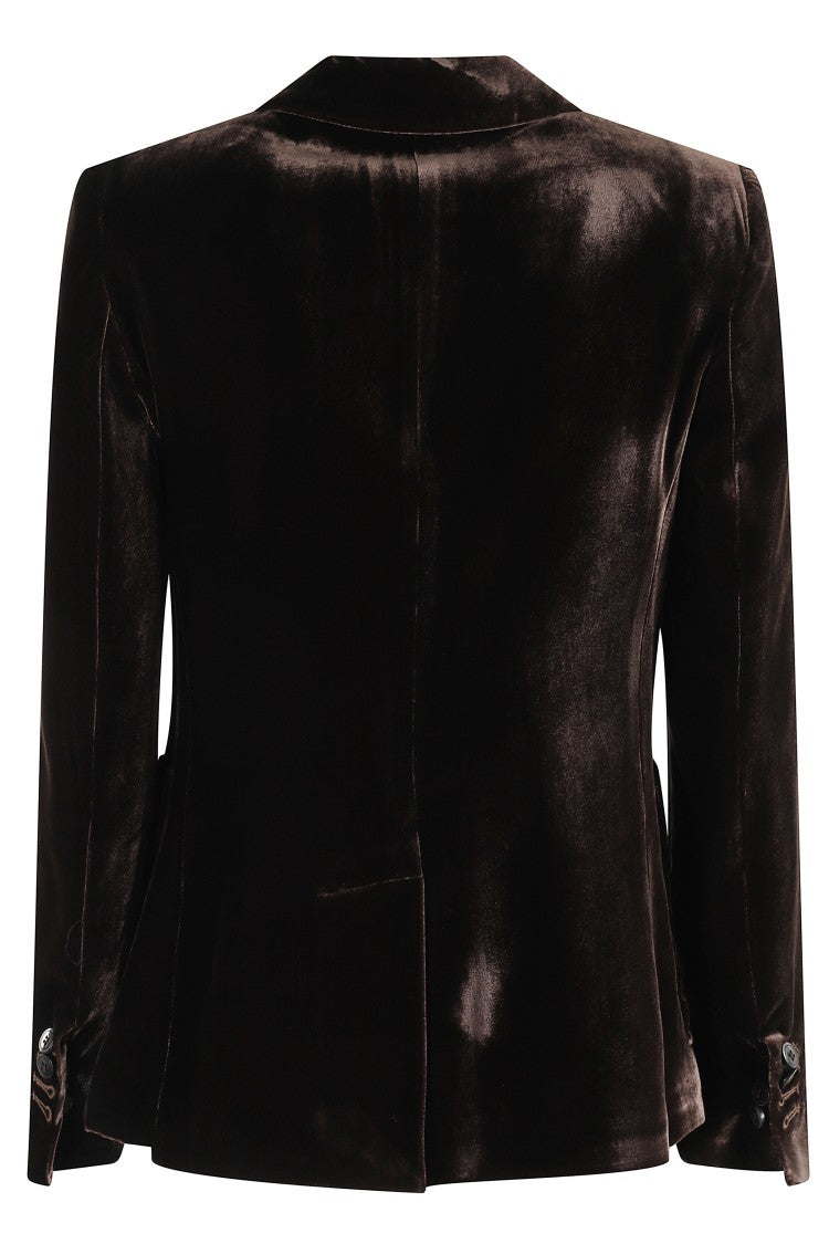 Kiltie Single-Breasted Velvet Jacket With Revered Collar