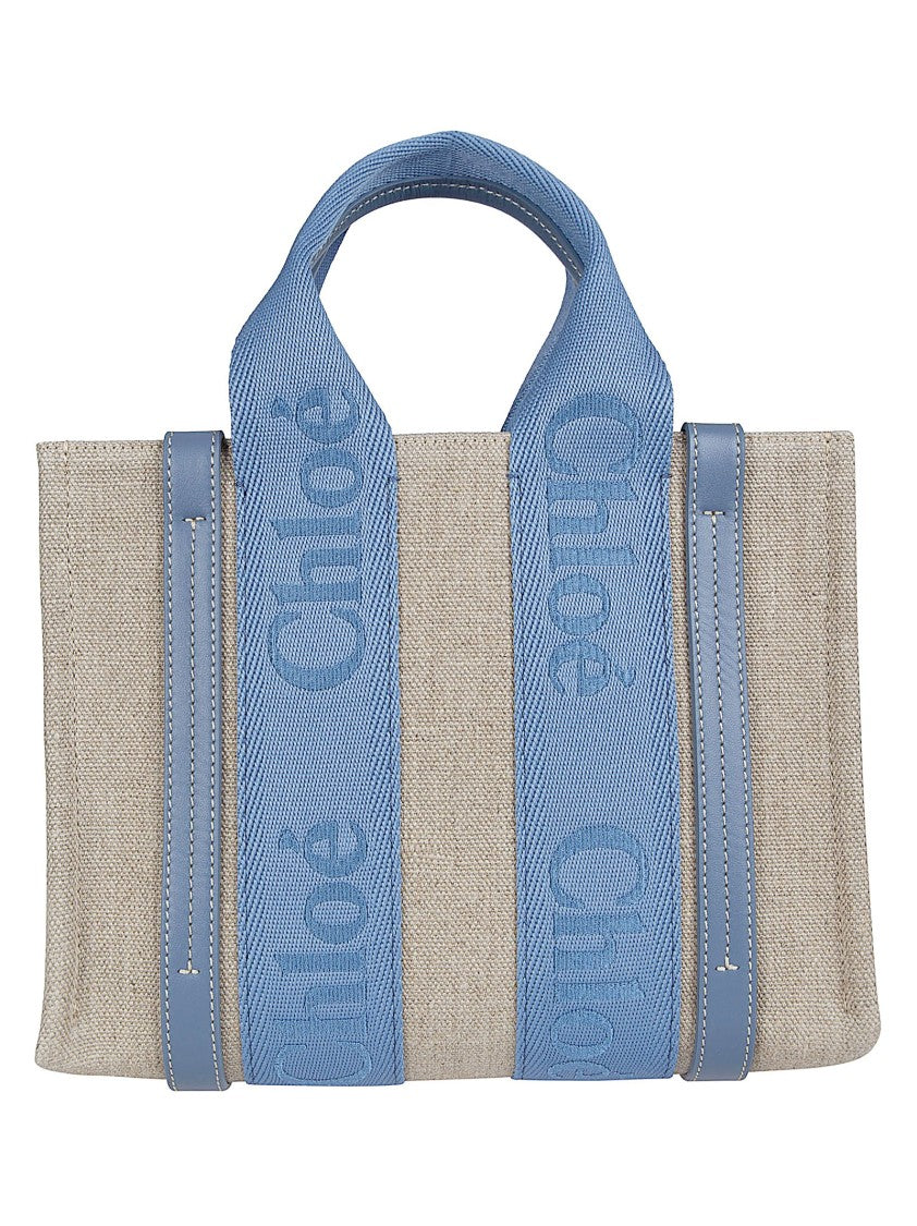 Chloé Structured Rectangular Linen Bag With Adjustable Strap