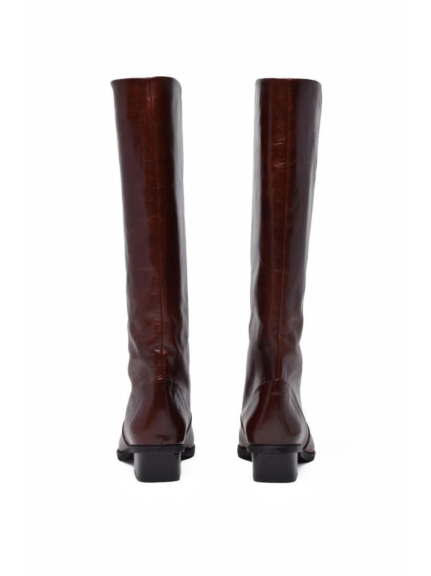 Augusta Brown Leather Tall Boots