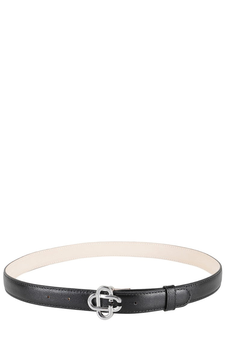 Casablanca Slim Leather Belt With Interlocking Double-C Buckle