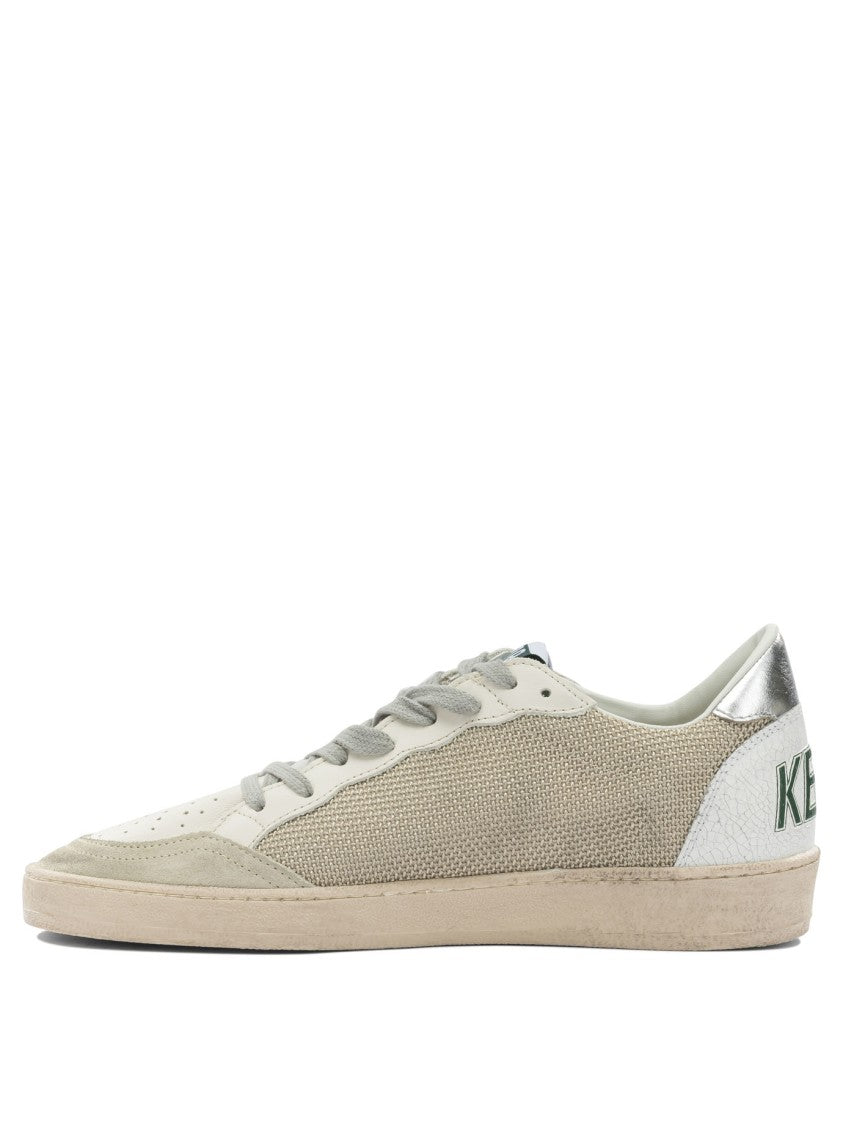 Golden Goose Textured Beige Mesh And Smooth Leather Sneakers