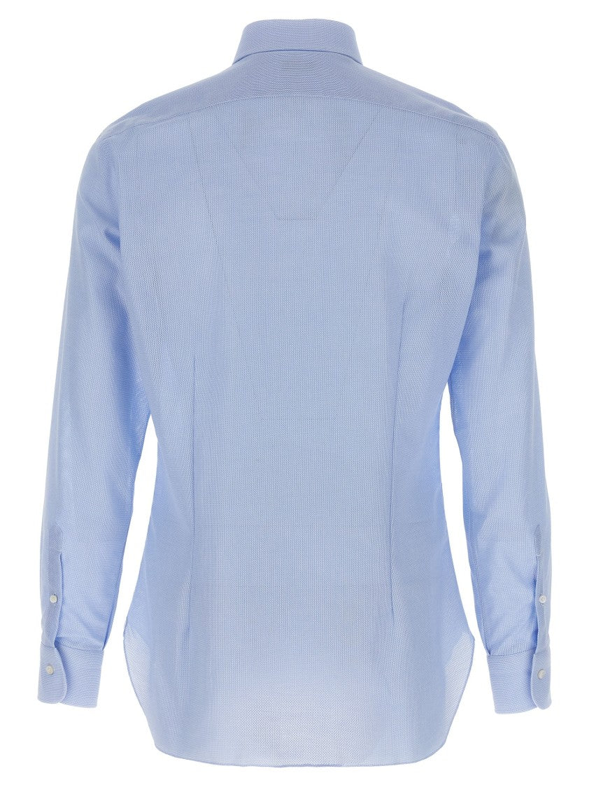 Barba Honeycomb-Pattern Cotton Shirt