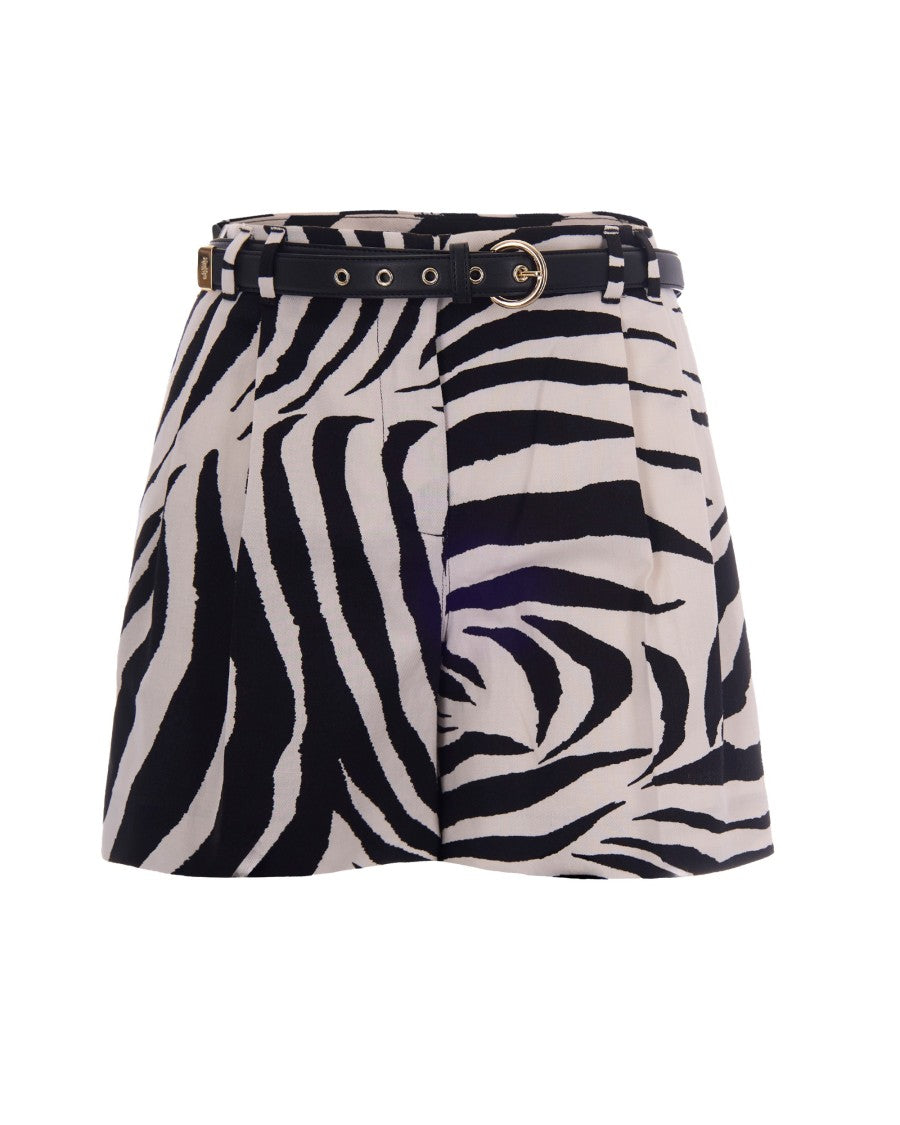 Max Mara Tailored Shorts With Bold Animal Print And High Waist