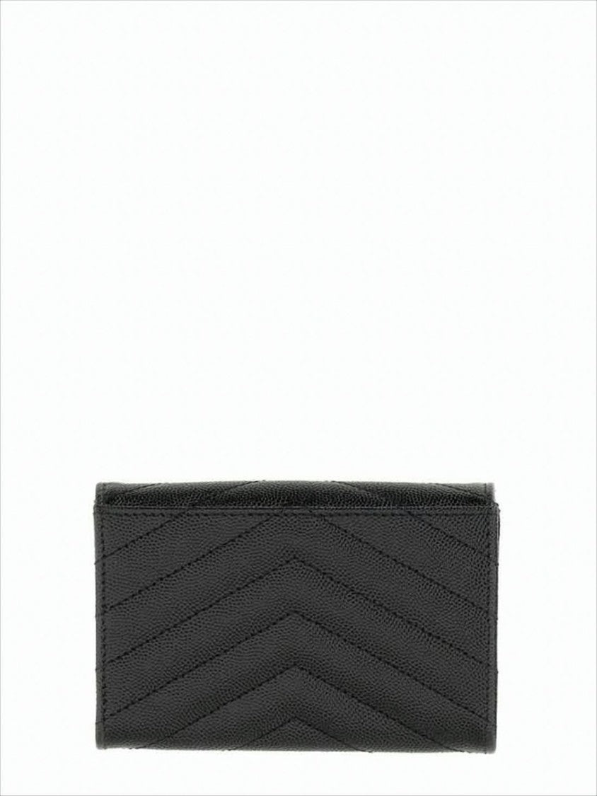 Saint Laurent Chevron-Quilted Black Calf Leather Wallet