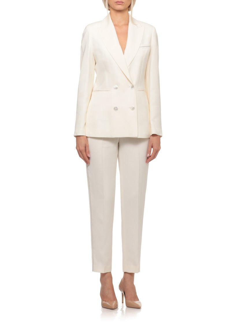 Peserico Aurea Ivory Viscose Double-Breasted Blazer