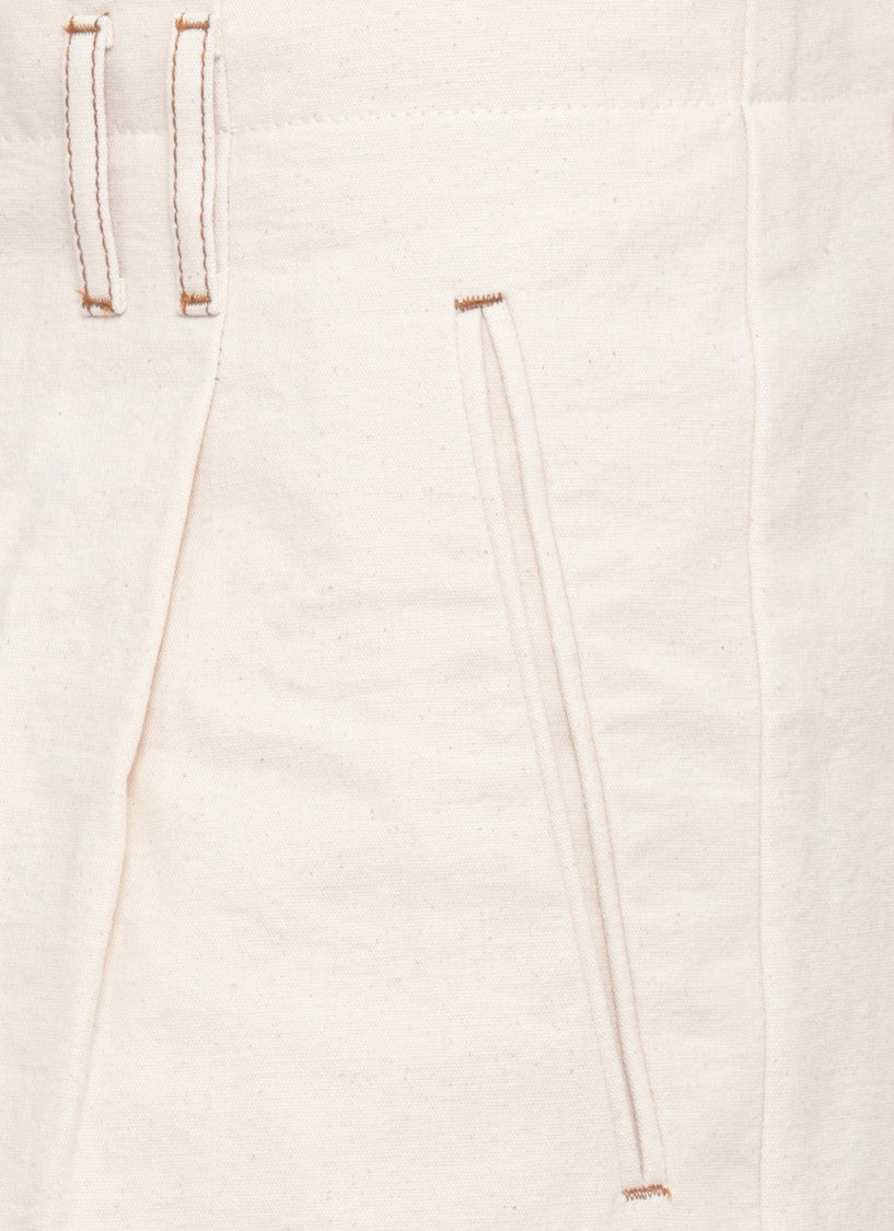 Lanvin Ivory Cotton Hook-Fastening Denim Shorts