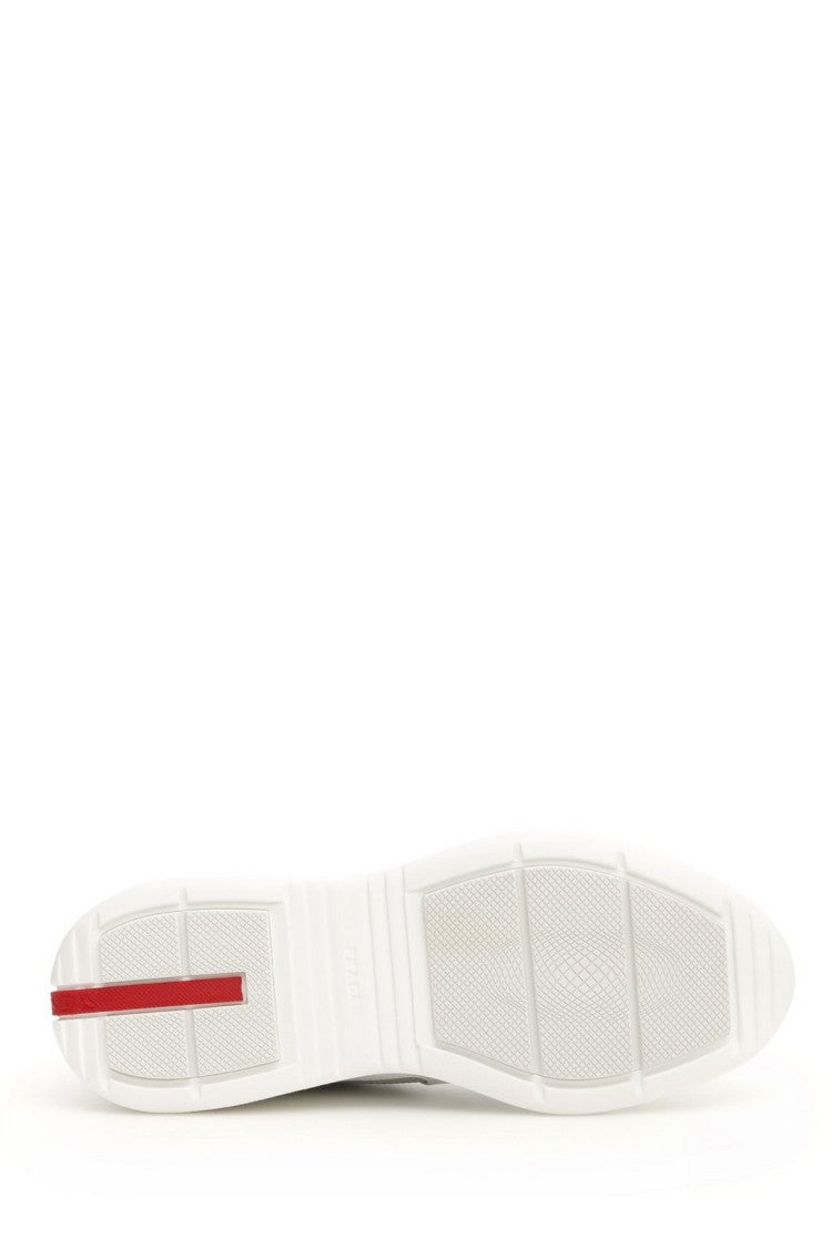 Prada Smooth And Textured Sneakers With Elevated Sole