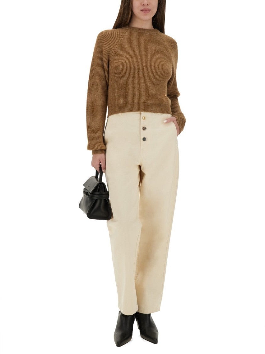 Moschino Ribbed Cropped Sweater With Fitted Silhouette