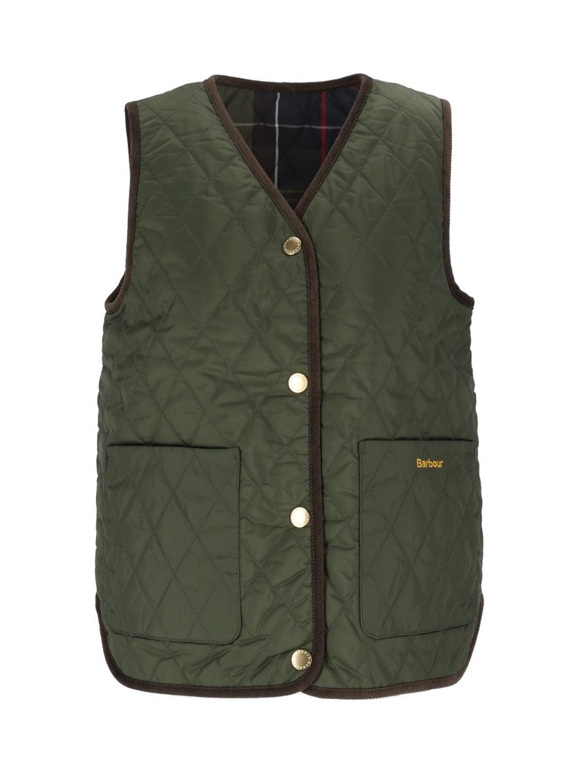Barbour Reversible Ttn Tartan Plaid Diamond Quilted Vest