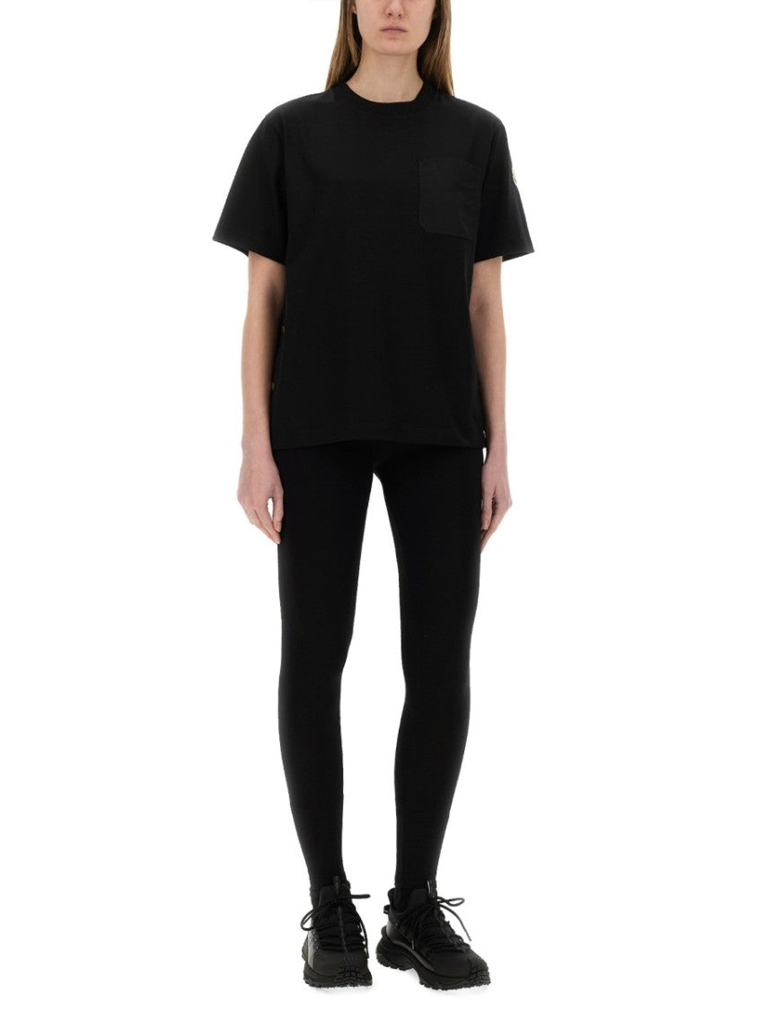 Moncler T-Shirt With Side Button Detail In Soft Cotton