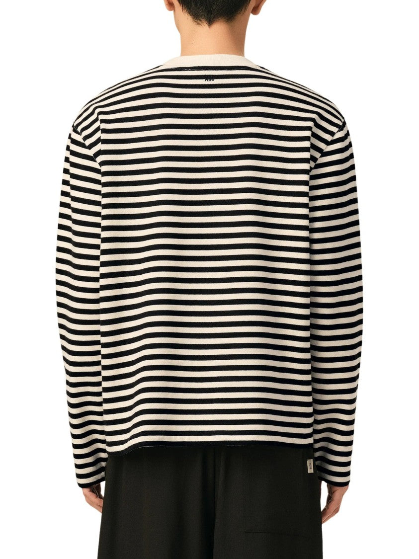Ami Paris Ami De Coeur Striped Long-Sleeve T-Shirt