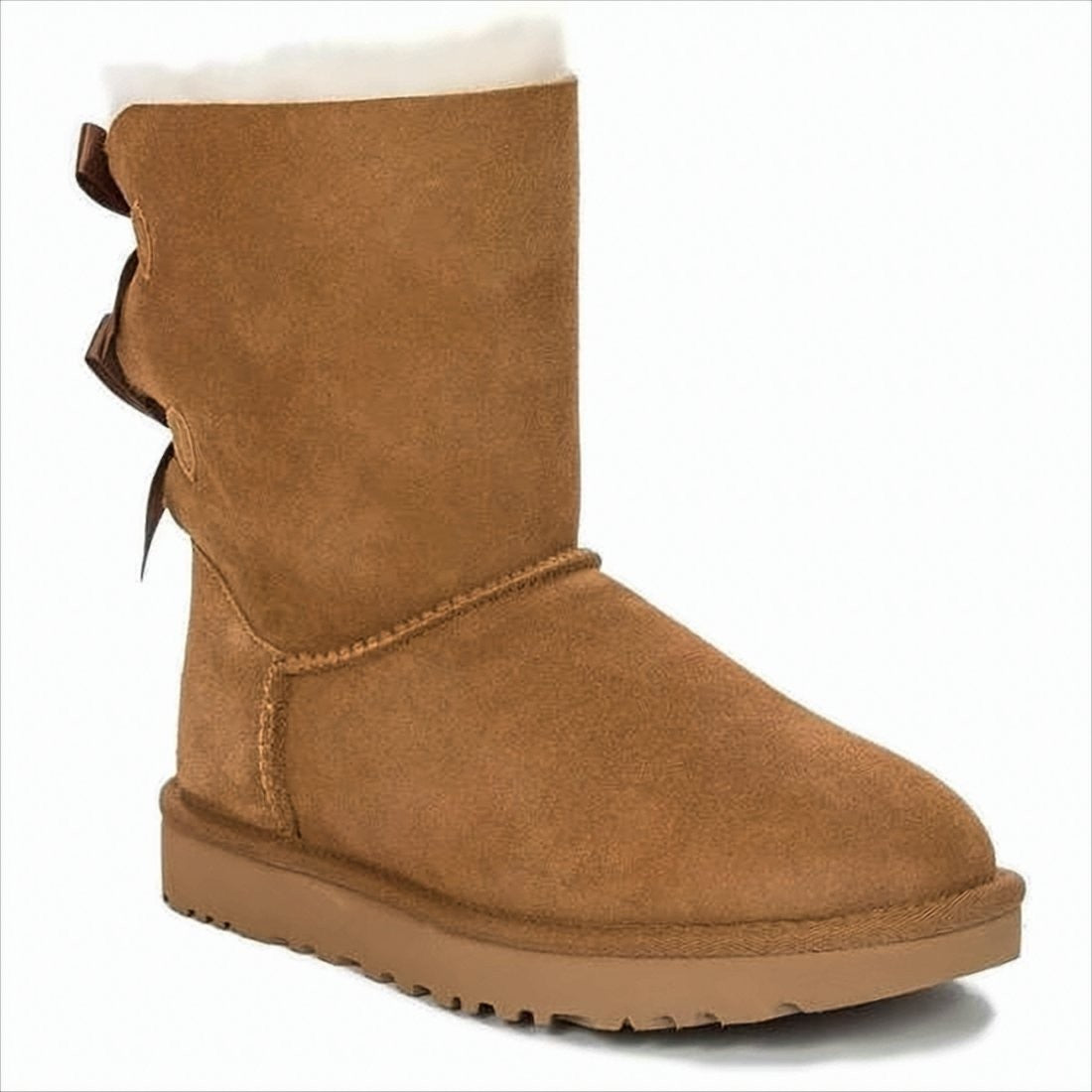 Ugg Mid-Calf Brown Lambskin Leather Boots With Shearling Lining