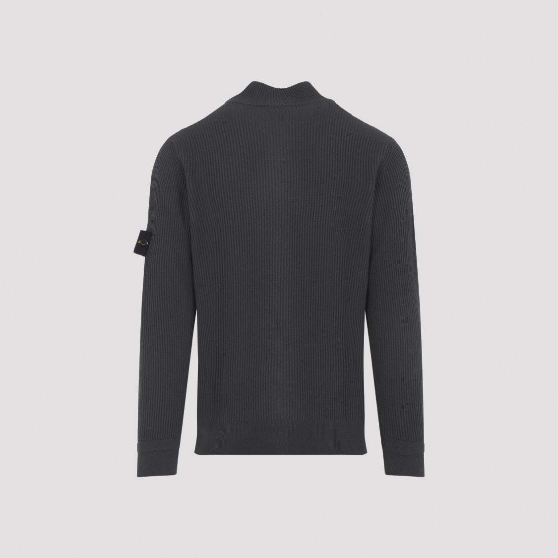 Stone Island Ribbed Zip-Up Sweater With High Collar