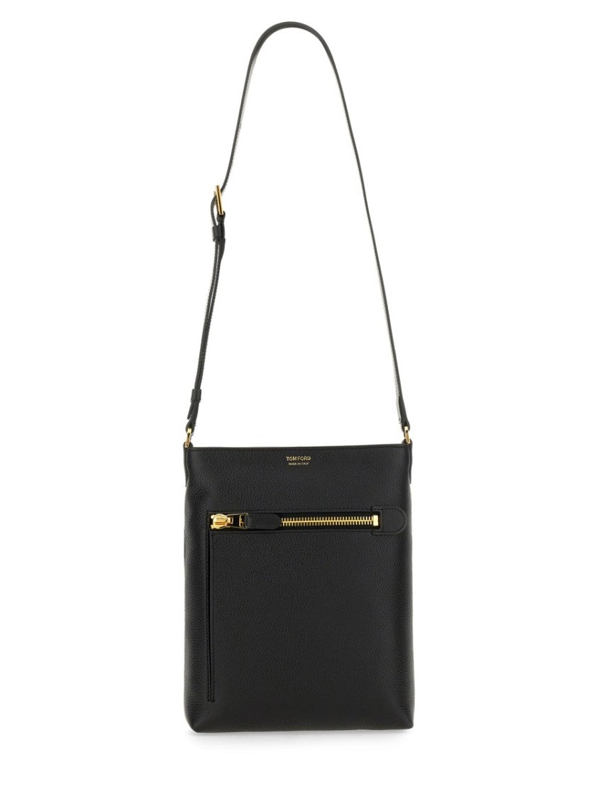 Tom Ford Textured Calf Leather Crossbody Bag With Adjustable Strap