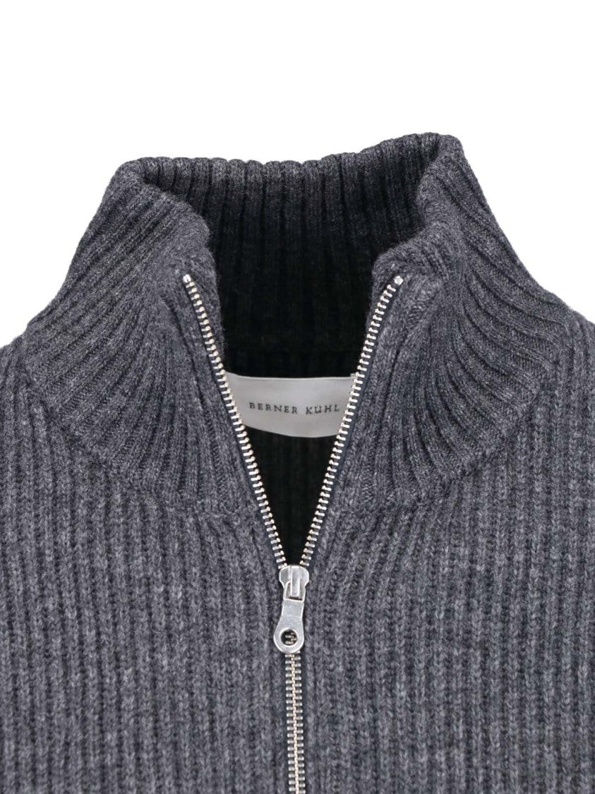 Berner Kuhl Grey Shrunk Wool-Blend Knit Zip-Through Knit