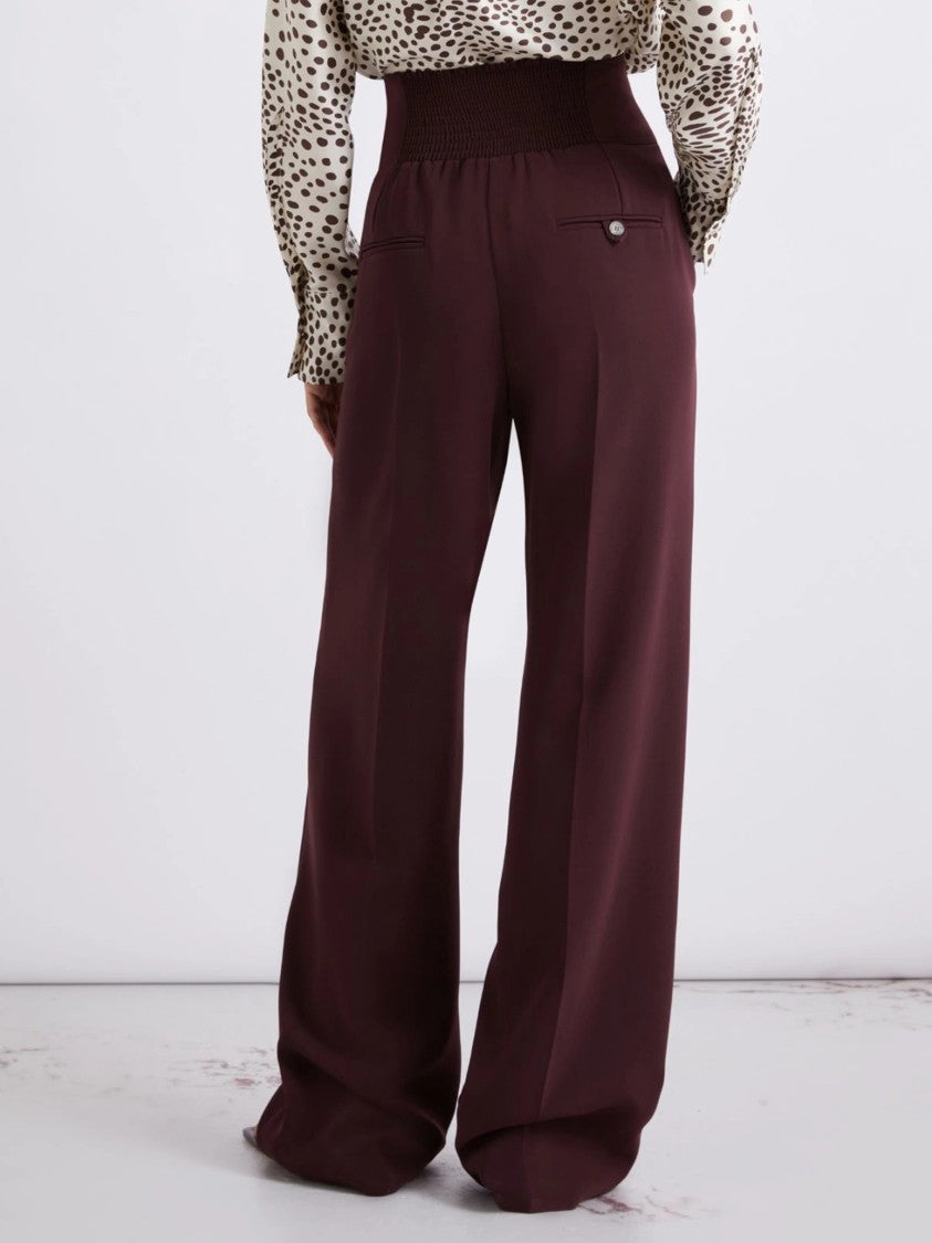 Marella Burgundy Mllacerbo Wide-Leg High-Waisted Trousers