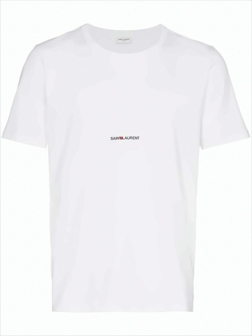 Saint Laurent White Short-Sleeve Cotton T-Shirt With Subtle Logo