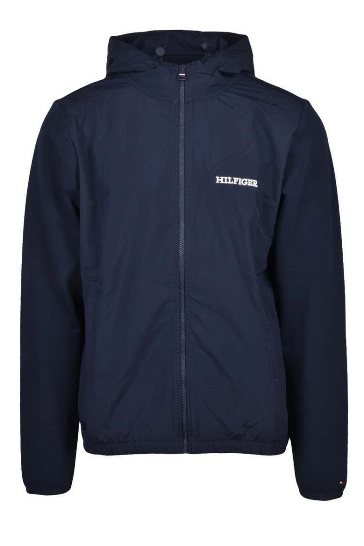 Tommy Hilfiger Blue Cotton Polyester Elastane Men's Zip-Up Sweatshirt