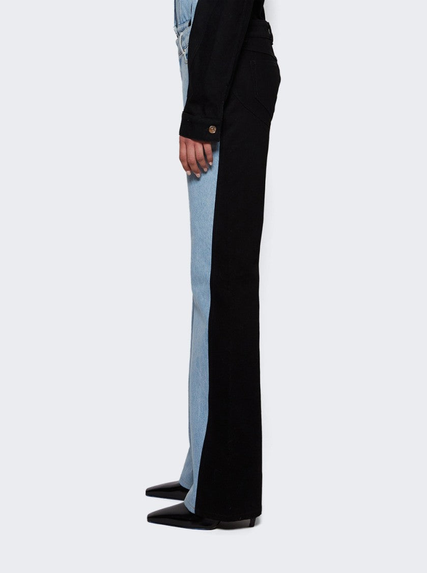 Mugler Bi-Color Straight Leg Jeans
