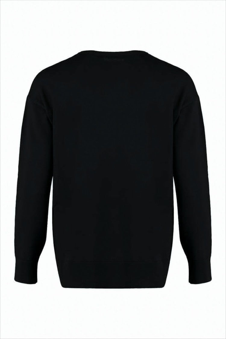Max Mara Fitted Black Sweater With Ribbed Cuffs