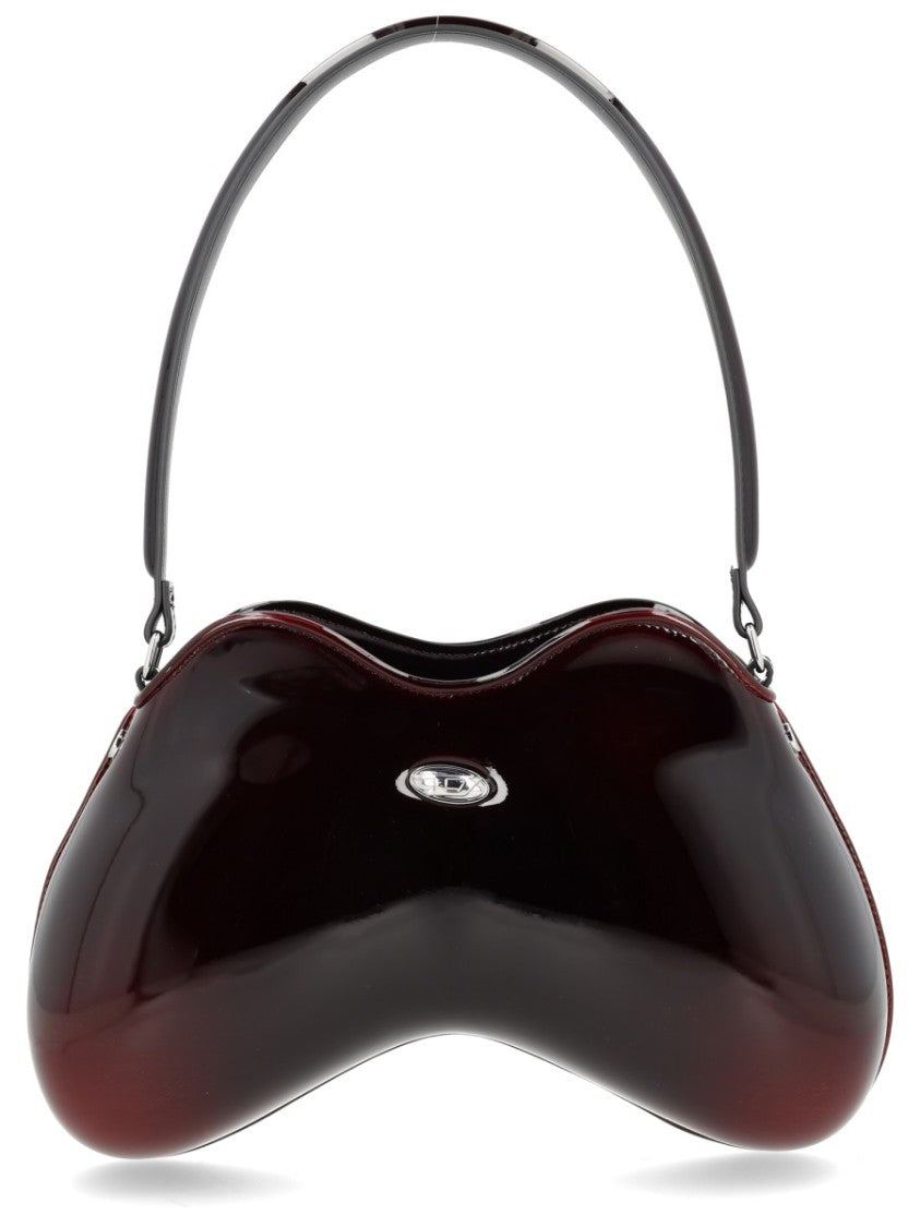 Diesel Bordeaux Glossy Sculptural Shoulder Bag