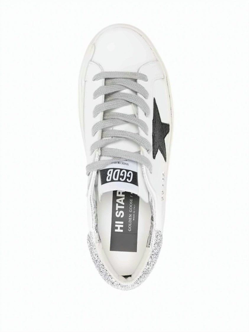 Golden Goose Low-Top Sneakers With Black Star Detail And Glitter Accents