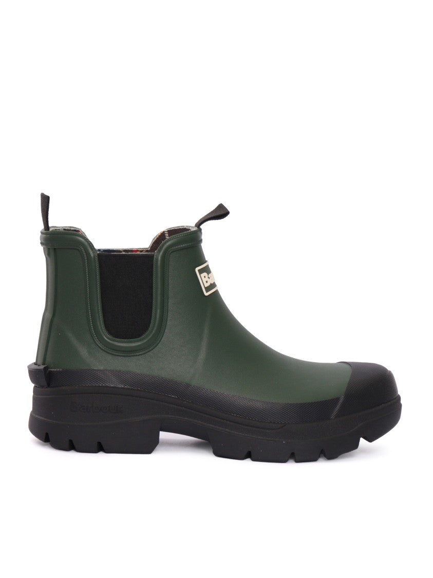 Barbour Waterproof Green Rubber Chelsea Ankle Boots