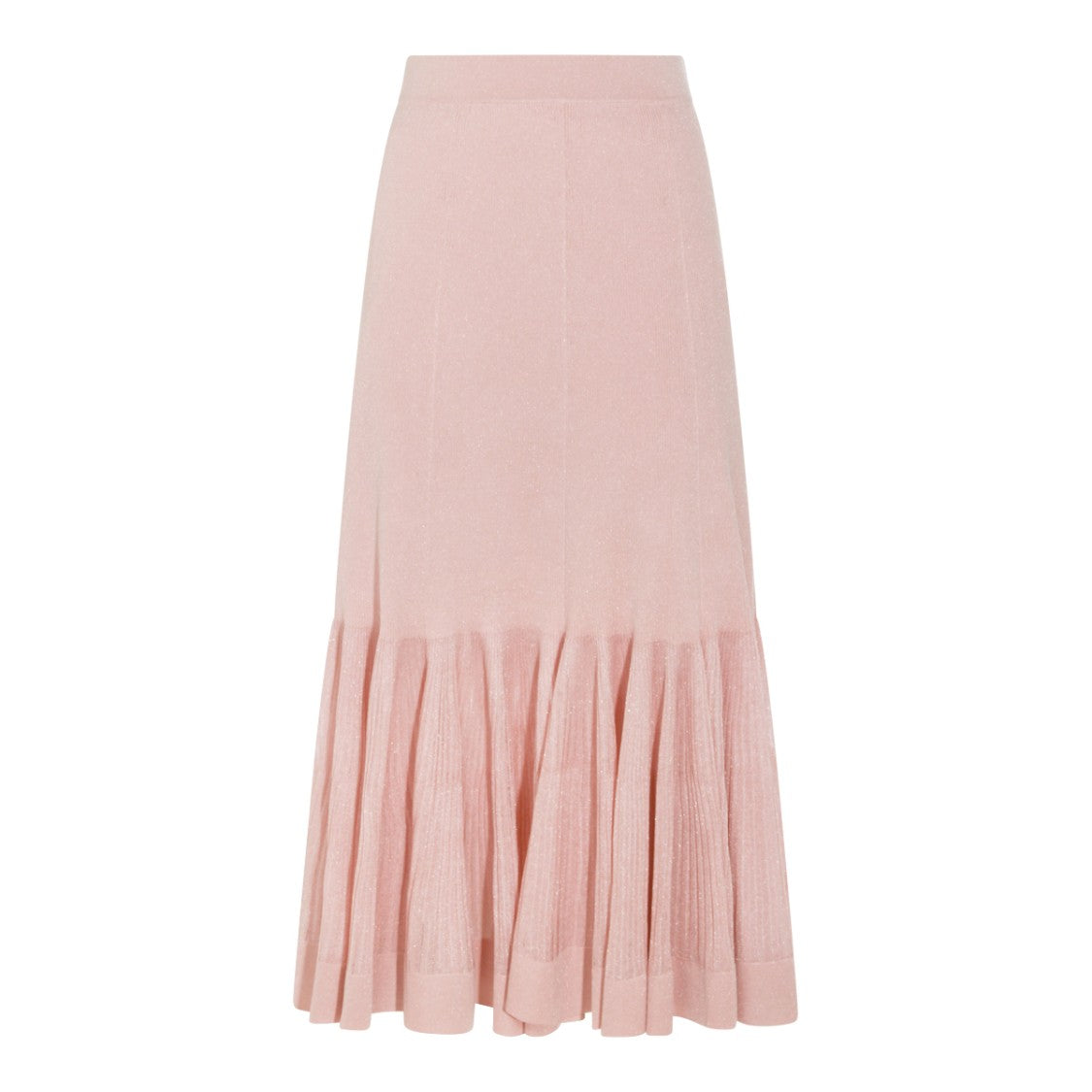 Zimmermann Pink Viscose Midi Skirt With Pleated Hem And Elasticated Waist