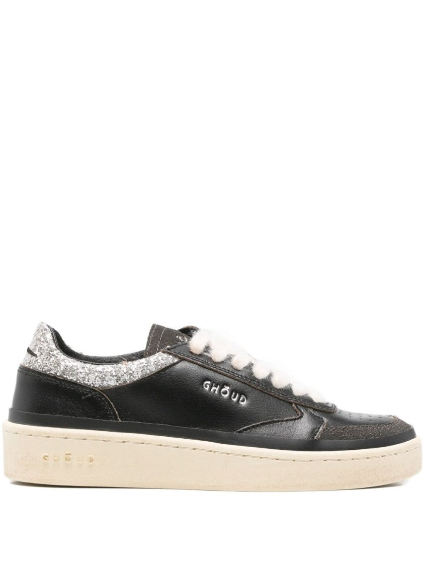 Ghoud Low-Top Black Leather Sneakers