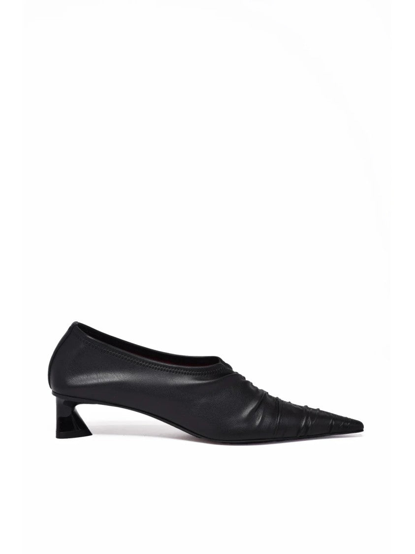 Stella Mccartney Black Gathered Geometric Heel Rubber Pumps